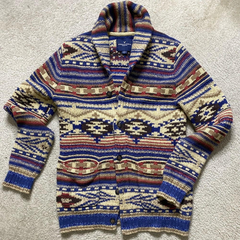 Shawl collar southwestern cardigan sm